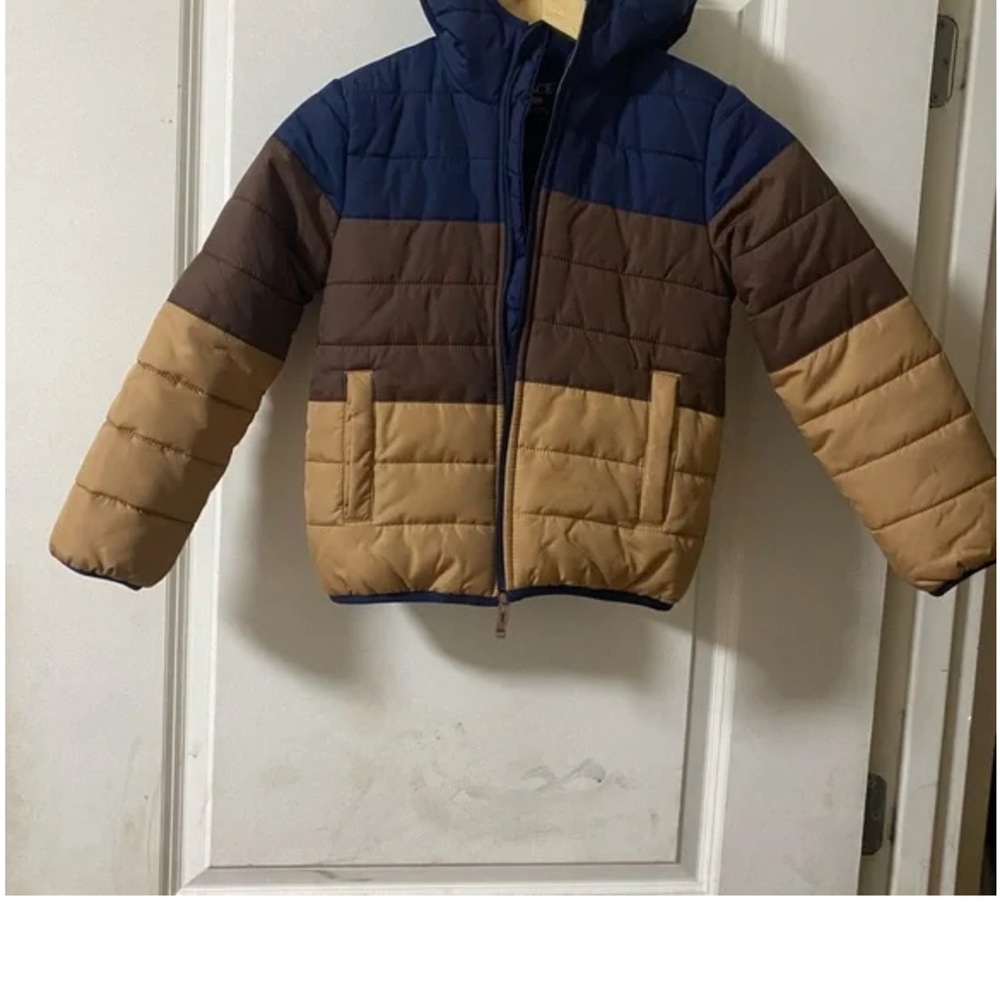 The Children's Place Colorblock Puffer Jacket - Blue, Brown, Tan